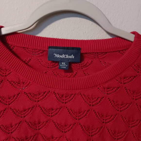 ModCloth Red Short-Sleeve Textured Knit Top - Picture 5 of 12
